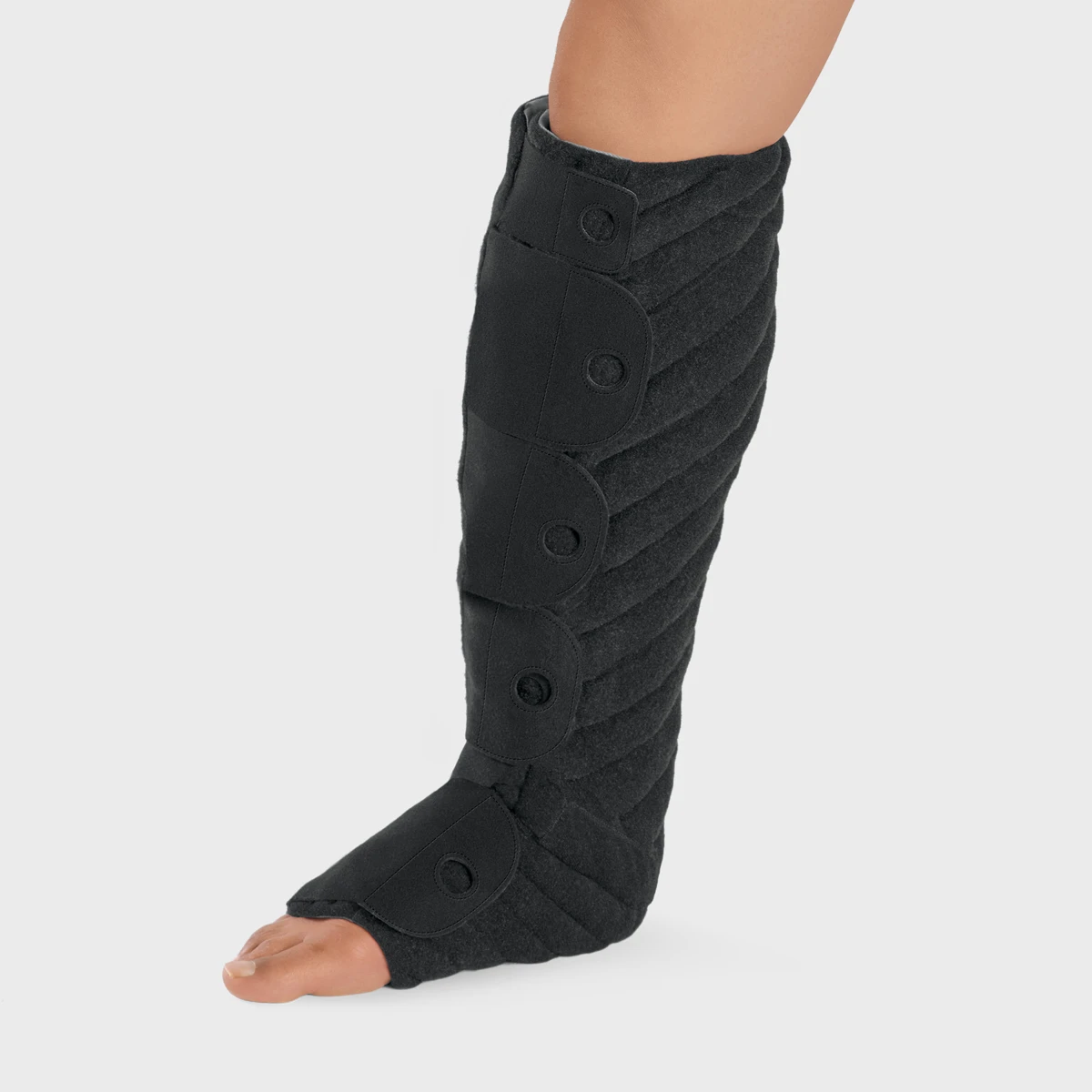 Black TributeWrap below-knee padded garment with adjustable straps