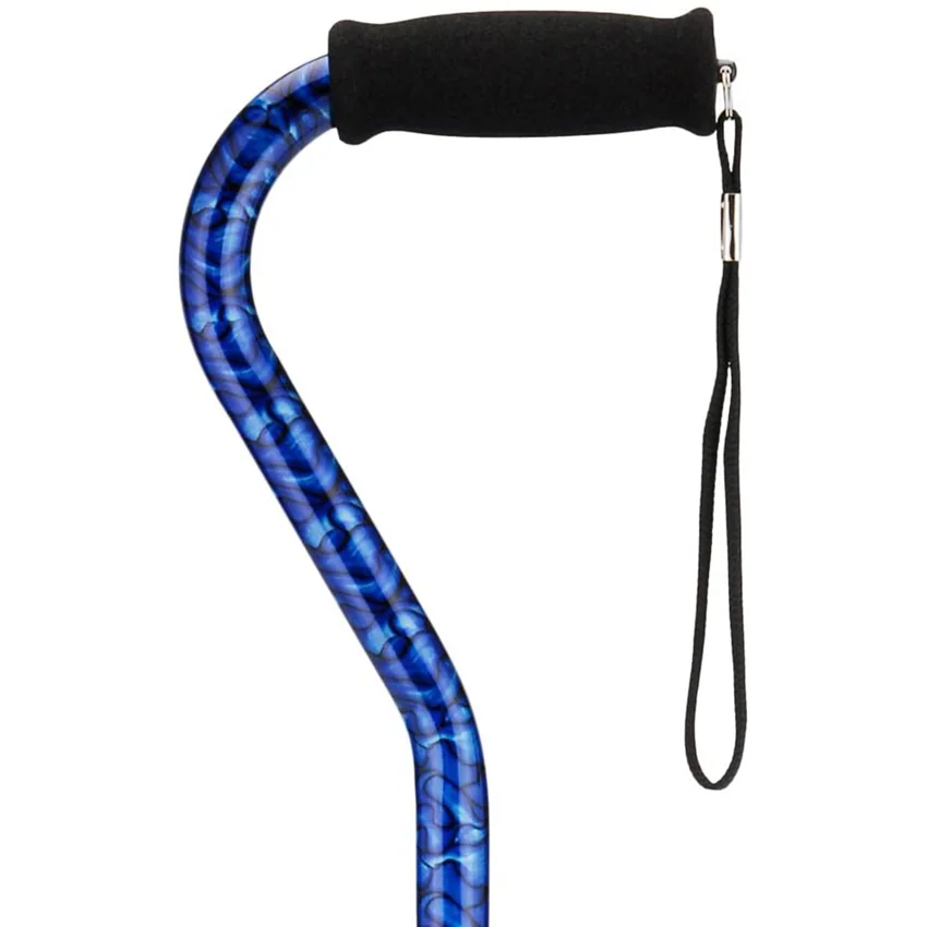 NOVA Offset Cane with Strap, Blue Waves