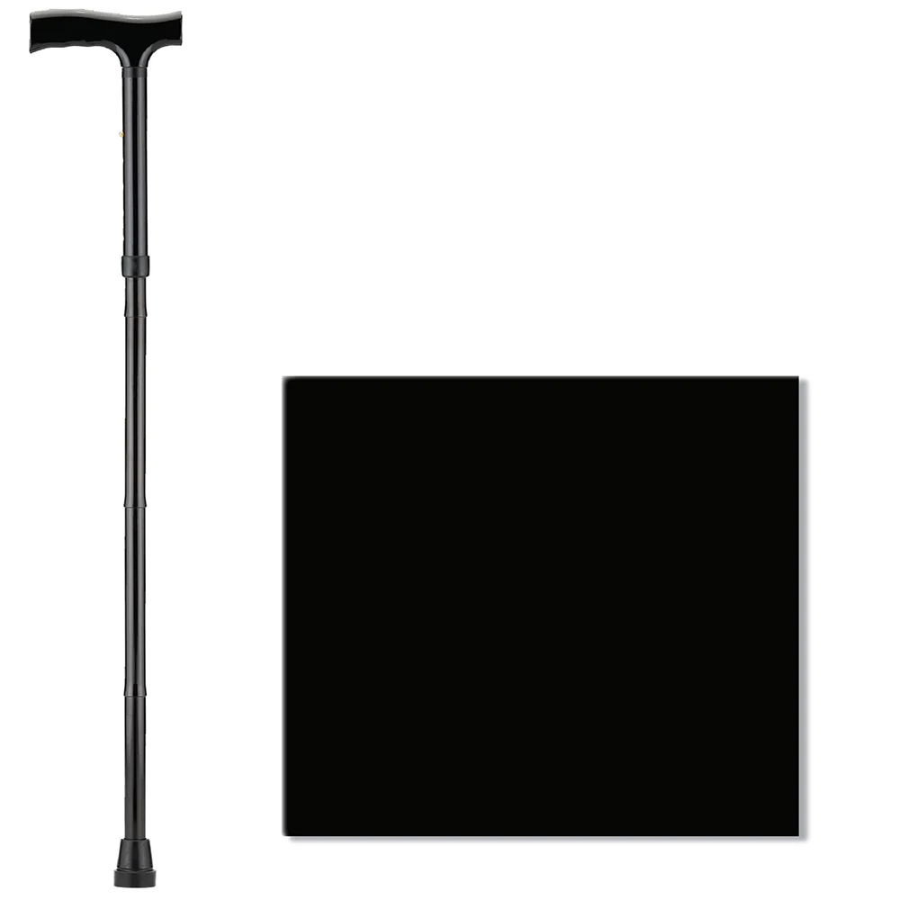 NOVA Folding Cane with Wood Grip Handle, Black