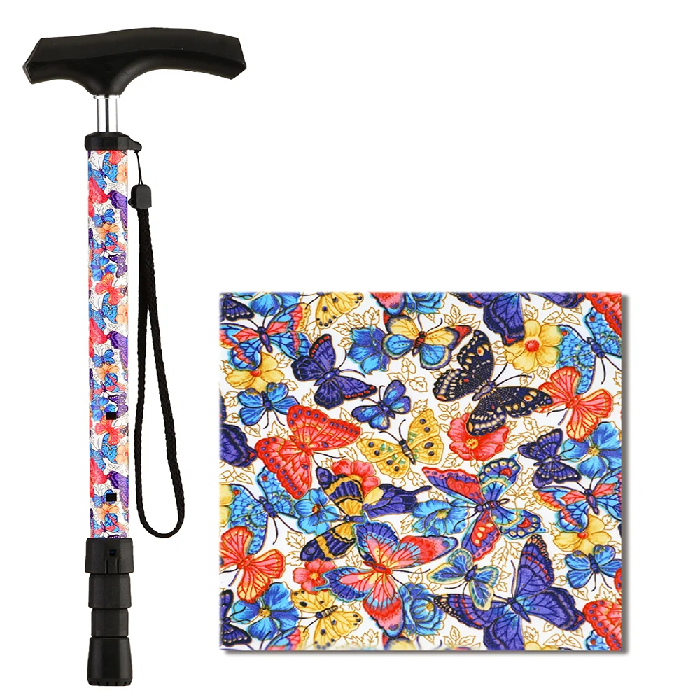 NOVA Compact Travel Cane with Strap, Butterfly Symphony