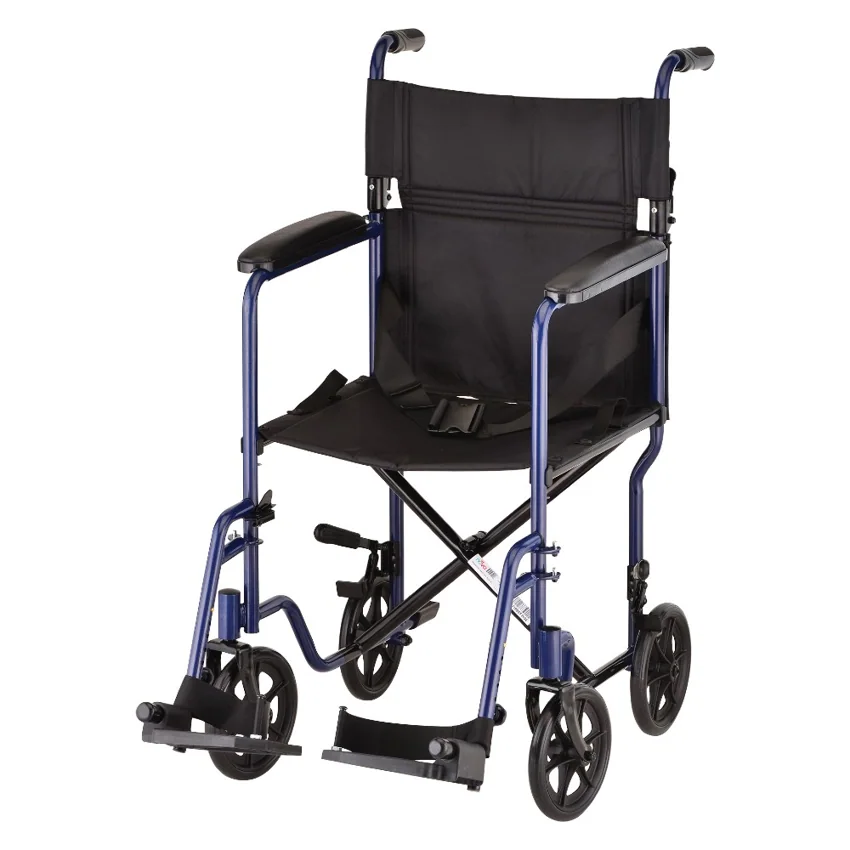NOVA Transport Chair - 19" with Swing Away Footrests - Blue
