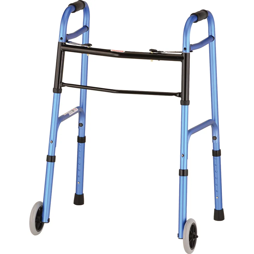 NOVA Folding Walker With 5" Wheels - Blue
