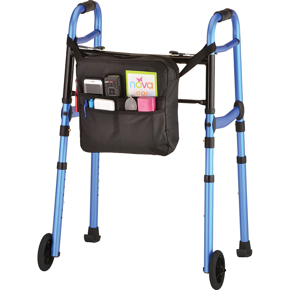 NOVA Folding Walker with 5" Wheels, Walker Skis & Mobility Bag