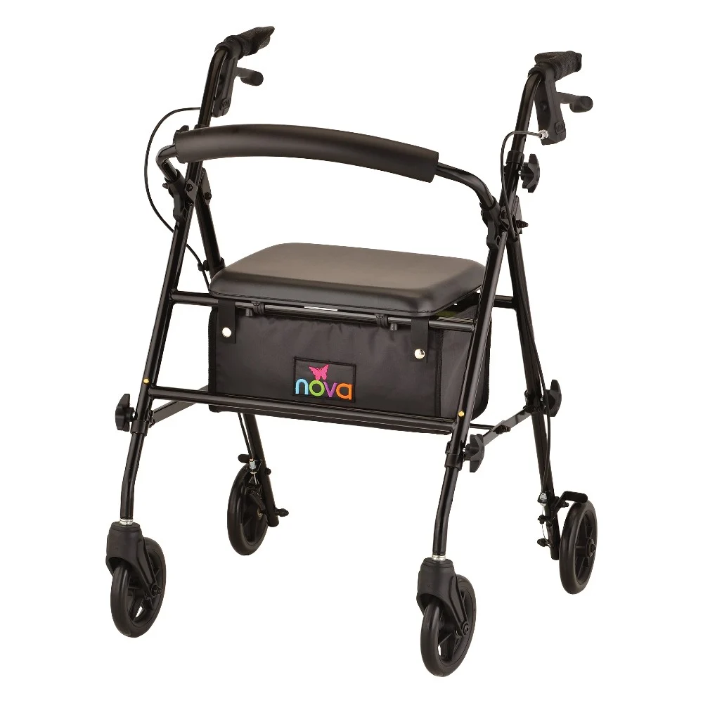 NOVA Journey Rolling Walker Steel Frame - Black