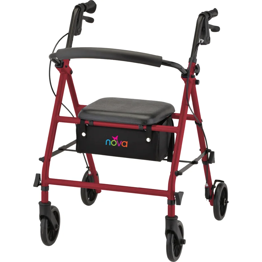 NOVA BREEZE KD STEEL ROLLATOR- RED