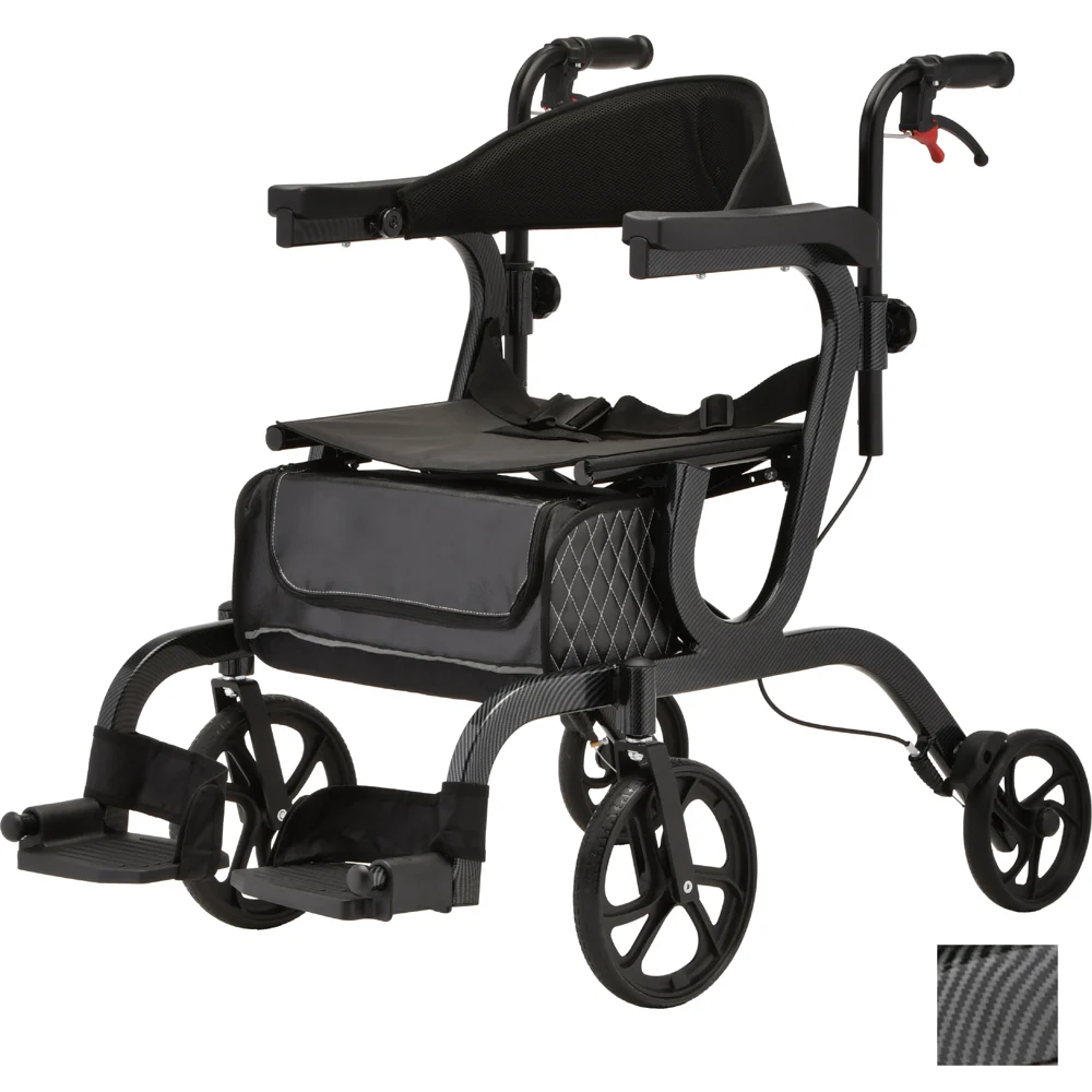 NOVA Gemini 2 in 1 Rollator Transport Chair Black