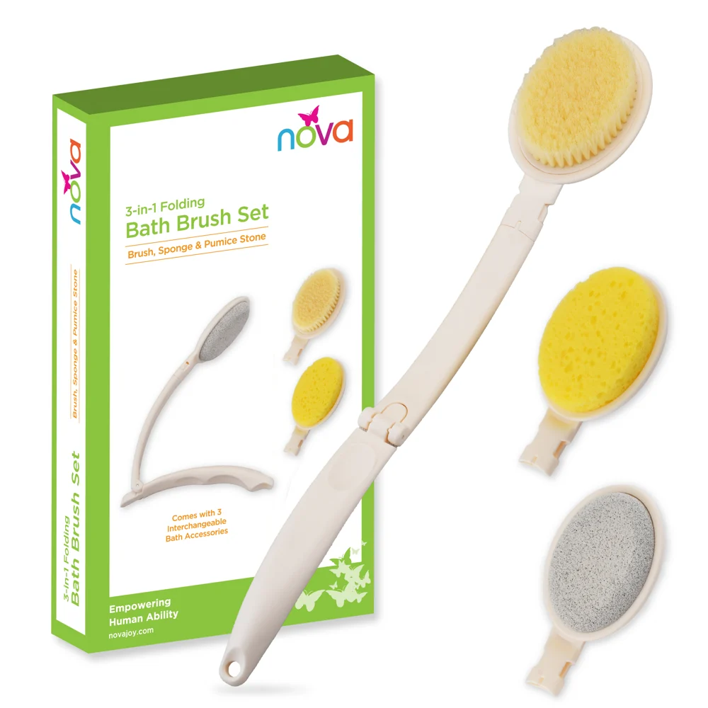 NOVA 3-in -1 Folding Bath Brush Set