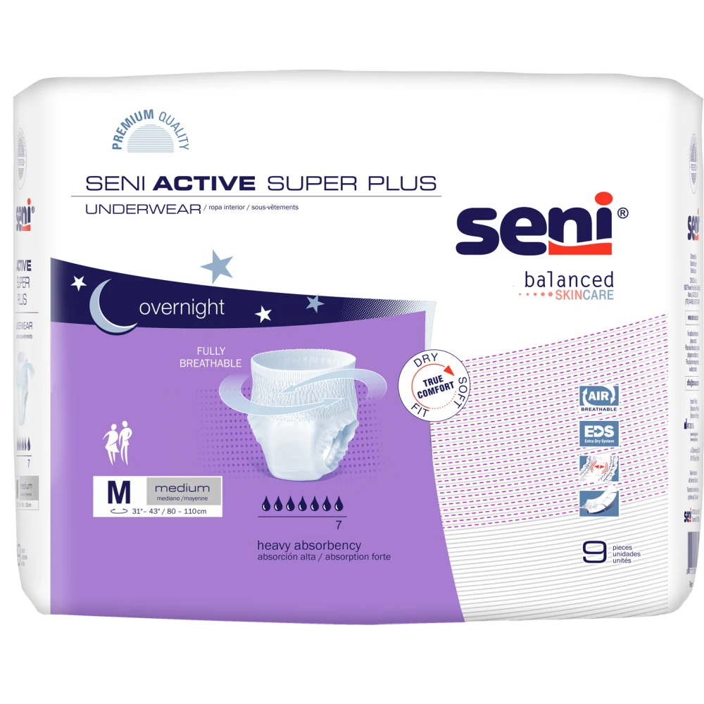Purple Seni Active Super Plus pull-on underwear package